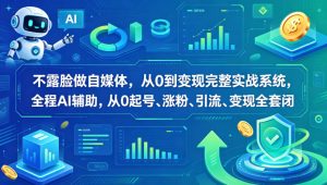 不露脸做自媒体，从0到变现完整实战系统，全程AI辅助，从0起号、涨粉、引流、变现全套闭环-21资源库