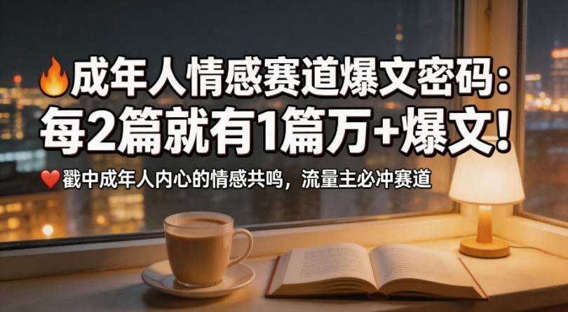 公众号流量主成年人情感心理赛道，流量最大，受众最广的主流赛道之一，平均每2篇就有1篇万爆文章-21资源库