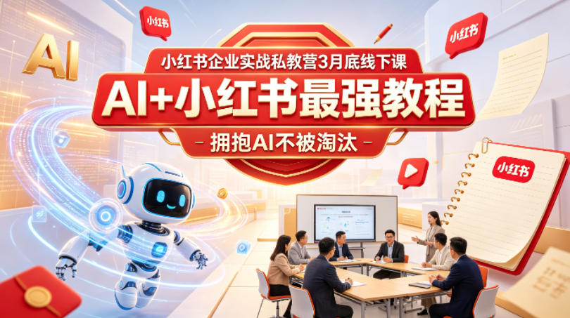 小红书企业实战私教营3月底线下课，AI+小红书最强教程，拥抱AI不被淘汰-21资源库