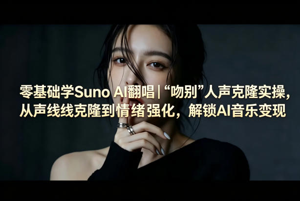 零基础学Suno AI翻唱｜《吻别》人声克隆实操，从声线克隆到情绪强化，解锁AI音乐变现-21资源库