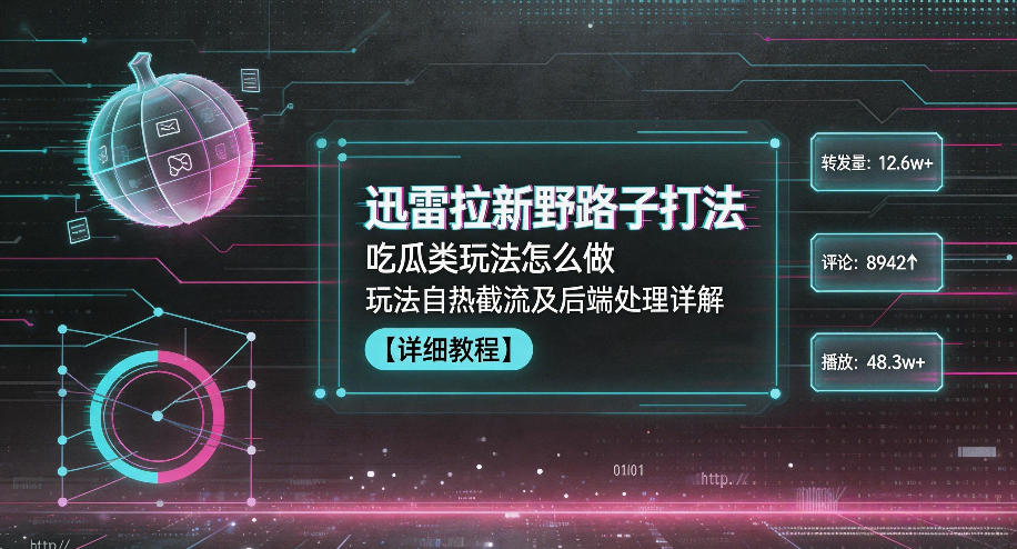 迅雷拉新野路子打法,吃瓜类玩法怎么做,玩法自热截流及后端处理详解