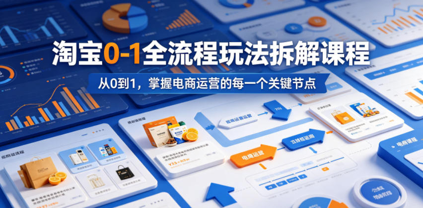 淘宝0-1全流程玩法拆解课程,从0到1,掌握电商运营的每一个关键节点