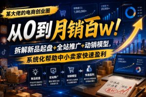 某大佬的电商创业圈从0到月销百W！拆解新品起盘+全站推广+动销模型，系统化帮助中小卖家快速盈利-21资源库