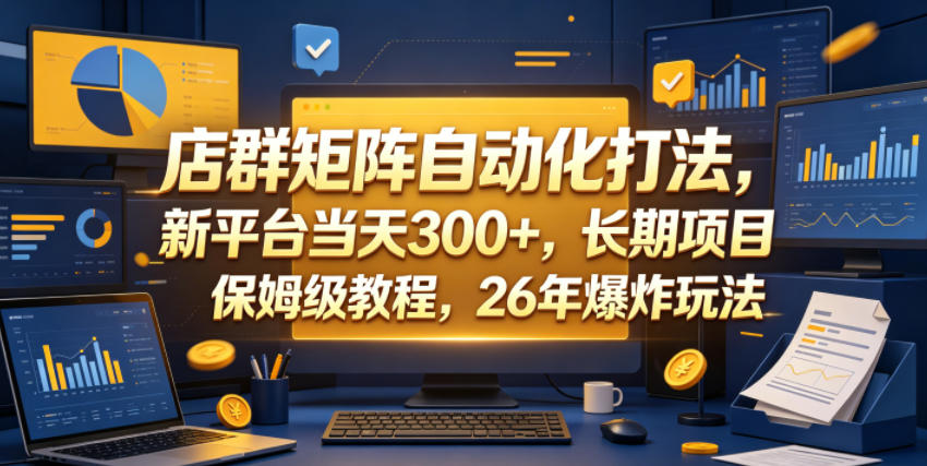 店群矩阵自动化打法，新平台当天300+，长期项目，保姆级教程，26年爆炸玩法【揭秘】-21资源库