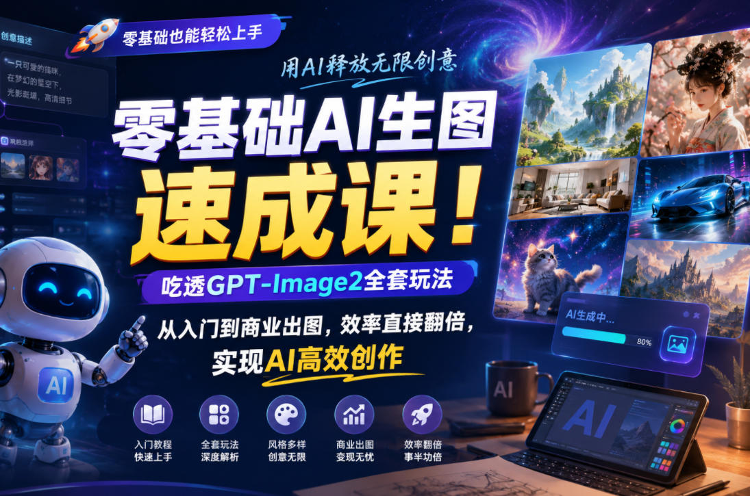 零基础AI生图速成课！吃透GPT-Image2全套玩法，从入门到商业出图，效率直接翻倍，实现AI高效创作-21资源库