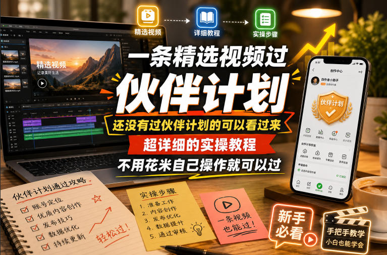 一条精选视频过伙伴计划，还没有过伙伴计划的可以看过来，超详细的实操教程，不用花米自己操作就可以过-21资源库