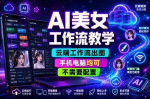 AI美女工作流教学，云端工作流出图，手机电脑均可，不需要配置，快速起号涨粉-21资源库