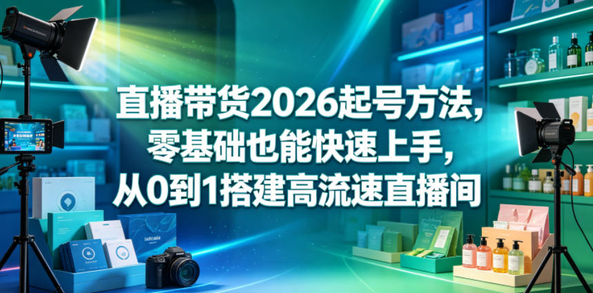 直播带货2026起号方法，零基础也能快速上手，从0到1搭建高流速直播间-21资源库
