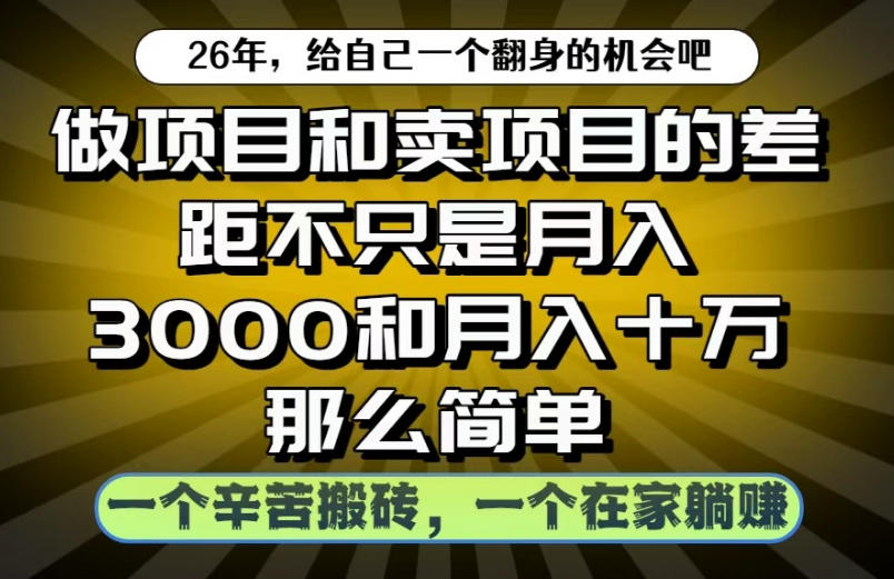做项目和卖项目不只是月入3K和10W那么简单，一个努力搬砖，一个在家躺賺【揭秘】-21资源库