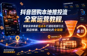 抖音团购本地推投流全案运营教程，帮助实体商家低成本打通短视频引流、到店核销、复购转化的全链路-21资源库