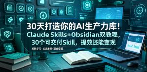 30天打造你的AI生产力库！Claude Skills+Obsidian 双教程，30 个可交付 Skill，提效还能变现-21资源库