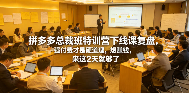 拼多多总裁班特训营下线课复盘，强付费才是硬道理，想賺钱，来这2天就够了-21资源库