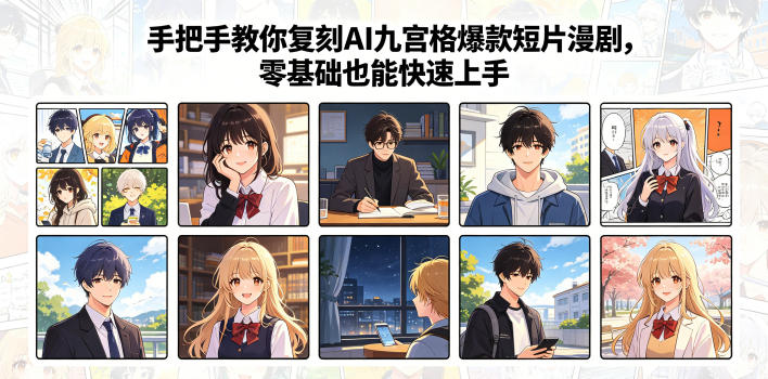 手把手教你复刻AI九宫格爆款短片漫剧，零基础也能快速上手-21资源库