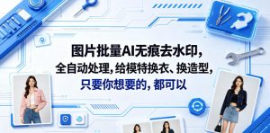 图片批量AI无痕去水印，全自动处理，给模特换衣、换造型，只要你想要的，都可以(软件+视频教程)-21资源库