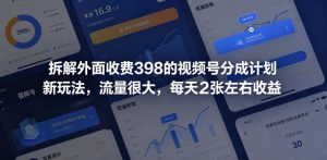 拆解外面收费398的视频号分成计划新玩法，流量很大，每天2张左右收益-21资源库