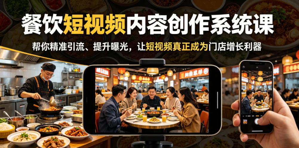 餐饮短视频内容创作系统课，帮你精准引流、提升曝光，让短视频真正成为门店增长利器-21资源库