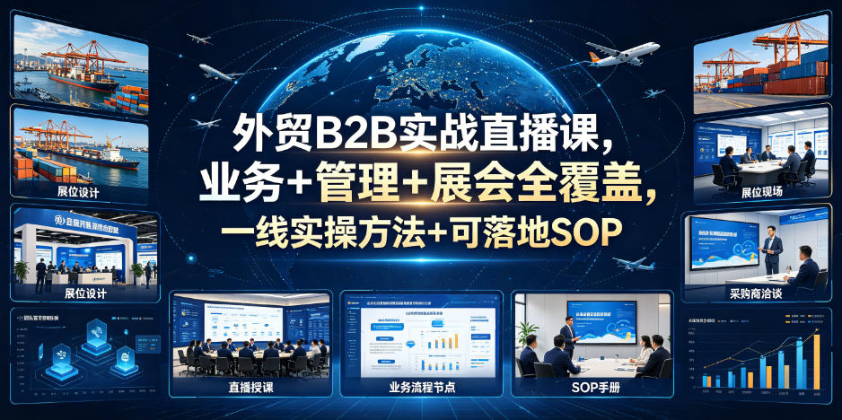 外贸B2B实战直播课，业务+管理+展会全覆盖，一线实操方法+可落地SOP-21资源库