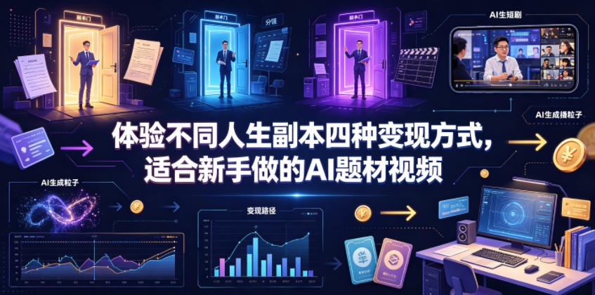体验不同人生副本四种变现方式，适合新手做的AI题材视频-21资源库