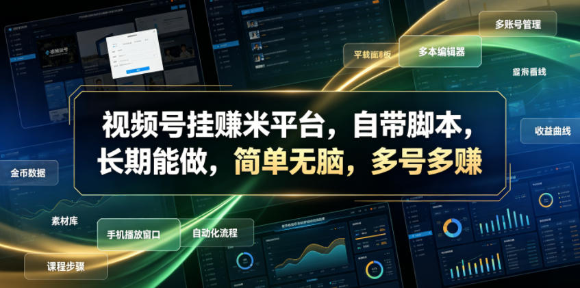 视频号挂賺米平台，自带脚本，长期能做，简单无脑，多号多賺【揭秘】-21资源库