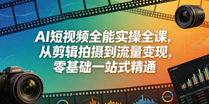 AI短视频全能实操全课，从剪辑拍摄到流量变现，零基础一站式精通-21资源库
