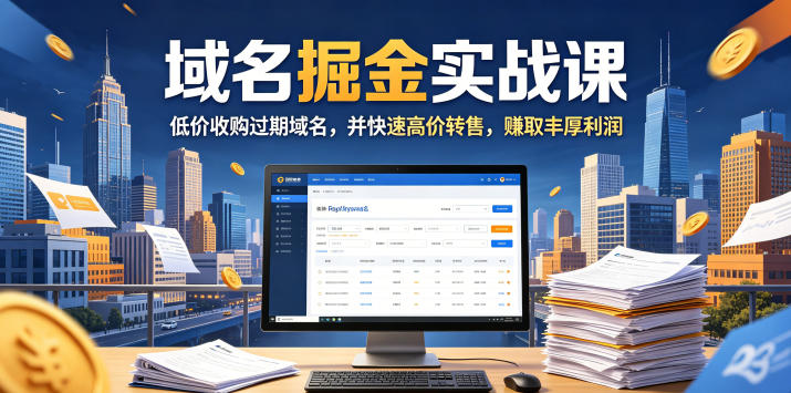 域名交易掘金实战课，低价收购过期域名，并快速高价转售，賺取丰厚利润【原创双语字幕】-21资源库