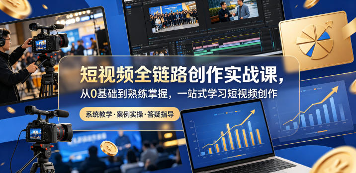 短视频全链路创作实战课，从0基础到熟练掌握，一站式学习短视频创作-21资源库