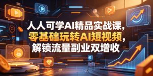 人人可学AI精品实战课，零基础玩转AI短视频，解锁流量副业双增收-21资源库