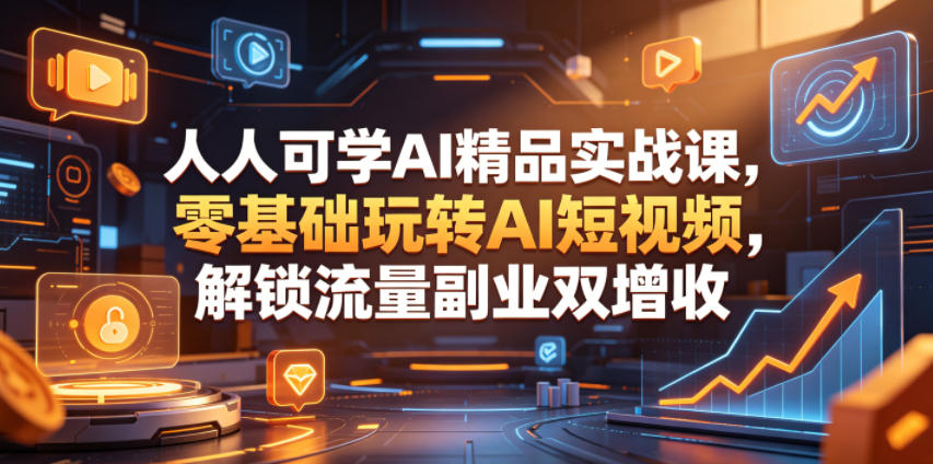 人人可学AI精品实战课，零基础玩转AI短视频，解锁流量副业双增收-21资源库