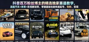 抖音百万粉丝博主的精选独家赛道教学，涵盖汽车+体育+影视解说等，零基础也能快速起号、涨粉、变现-21资源库