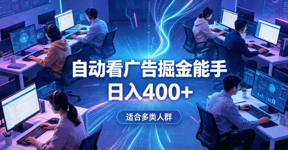 全脚本0基础自动看广告，单日收益400+，别再找高门槛副业，项目简单上手，收益看得见，没有复杂操作，AI全自动，设置一次全天自动跑收益【揭秘】-21资源库