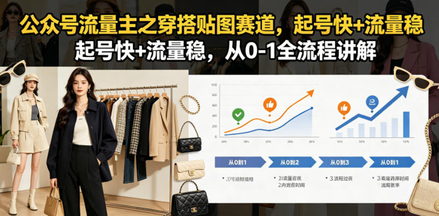 公众号流量主之穿搭贴图赛道，起号快+流量稳，从0-1全流程讲解-21资源库