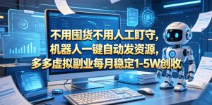 不用囤货不用人工盯守，机器人一键自动发资源，多多虚拟副业每月稳定1-5W创收【揭秘】-21资源库