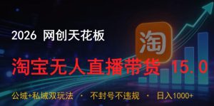2026网创天花板，淘宝无人直播带货15.0，公域+私域双玩法，日入1k+，不违规不封号【揭秘】-21资源库