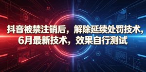 抖音被禁注销后，解除延续处罚技术，6月最新技术，效果自行测试-21资源库