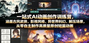 一站式AI动画创作训练营，涵盖古风武侠、影视风格、异世界科幻、解压场景，从零自主制作高质量原创短篇动画-21资源库
