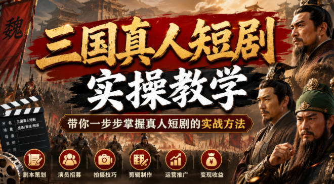三国真人短剧实操教学，带你一步步掌握真人短剧的实战方法-21资源库