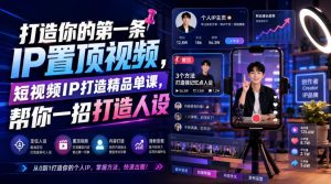 打造你的第一条IP置顶视频，短视频IP打造精品单课，帮你一招打造人设-21资源库