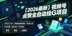 【2026最新】视频号点赞全自动挂G项目，双号日入700+，零基础保姆级教程（附全套工具）【揭秘】-21资源库