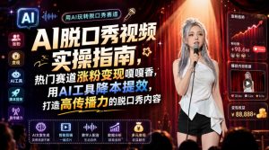 AI脱口秀视频实操指南,热门赛道涨粉变现嘎嘎香,用AI工具降本提效,打造高传播力的脱口秀内容-21资源库