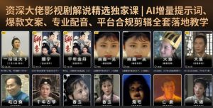 资深大佬影视剧解说精选独家课|AI增量提示词、爆款文案、专业配音、平台合规剪辑全套落地教学-21资源库