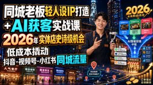 同城老板轻人设IP打造+AI获客实战课,2026年实体店史诗级机会,低成本撬动抖音-视频号-小红书同城流量-21资源库