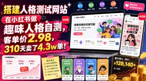搭建人格测试网站在小红书做趣味人格自测,客单价2.98,310天卖了4.3w单!-21资源库