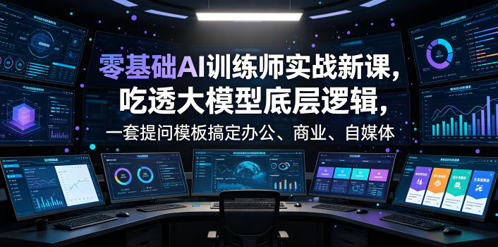 零基础AI训练师实战课，吃透大模型底层逻辑，一套提问模板搞定办公、商业、自媒体、设计、生活全场景AI落地应用-21资源库