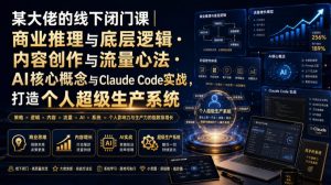 某大佬的线下闭门课|商业推理与底层逻辑・内容创作与流量心法・AI核心概念与Claude Code实战,打造个人超级生产系统【录音+图片】-21资源库