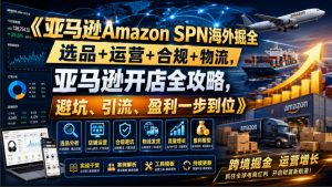 亚马逊Amazon SPN海外掘全,选品+运营+合规+物流,亚马逊开店全攻略,避坑、引流、盈利一步到位-21资源库