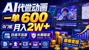 AI代做动画,一单600,0门槛月入2W+,日结不压款,长期稳定【揭秘】-21资源库