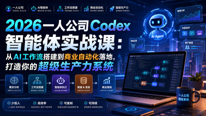 2026一人公司Codex智能体实战课：从AI工作流搭建到商业自动化落地，打造你的超级生产力系统-21资源库