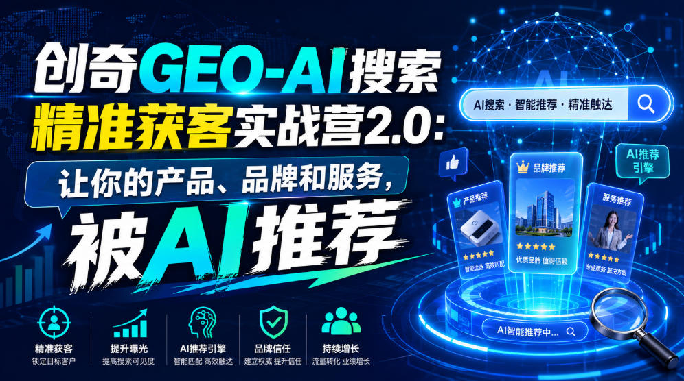 创奇GEO-AI搜索精准获客实战营2.0：让你的产品、品牌和服务，被AI推荐-21资源库