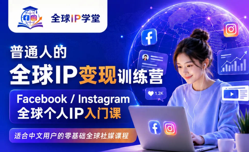 普通人的全球IP变现训练营，Facebook/Instagram全球个人IP入门课，零基础全球社媒课程-21资源库