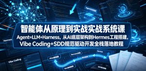 智能体从原理到实战系统课Agent=LLM+Harness，从AI底层架构到Hermes工程搭建，Vibe Coding+SDD规范驱动开发全栈落地教程-21资源库